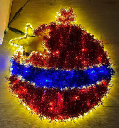 Joulukoristeinen LED -valo - punainen, sininen ja lämmin valkoinen - 60x55 cm (kopio)