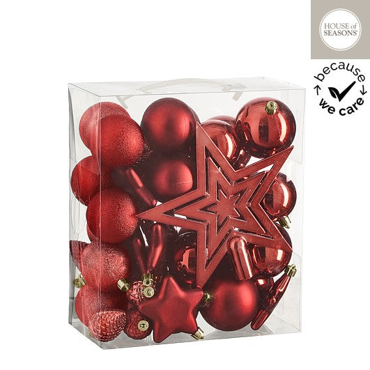 Red Christmas ornaments - set of 40 pcs