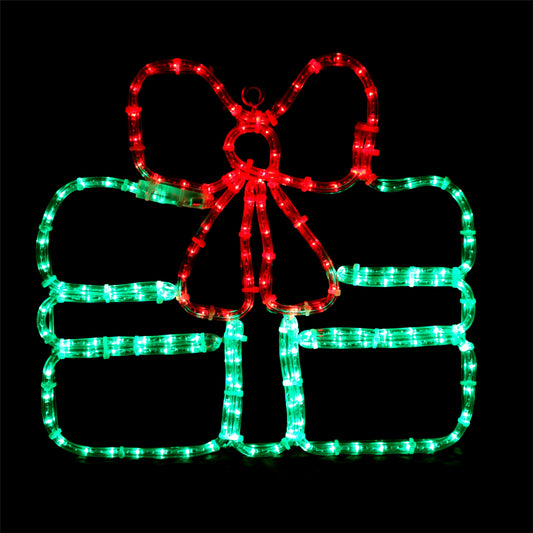 LED Sign outdoor Christmas light - gift box with red bow