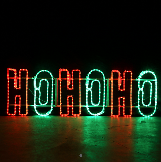 HO HO HO LED joulukyltti - 150x38 punainen ja vihreä