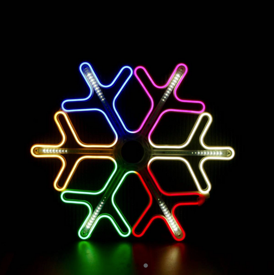 Neon Snowflake 60x60 cm monivärinen jouluvalo